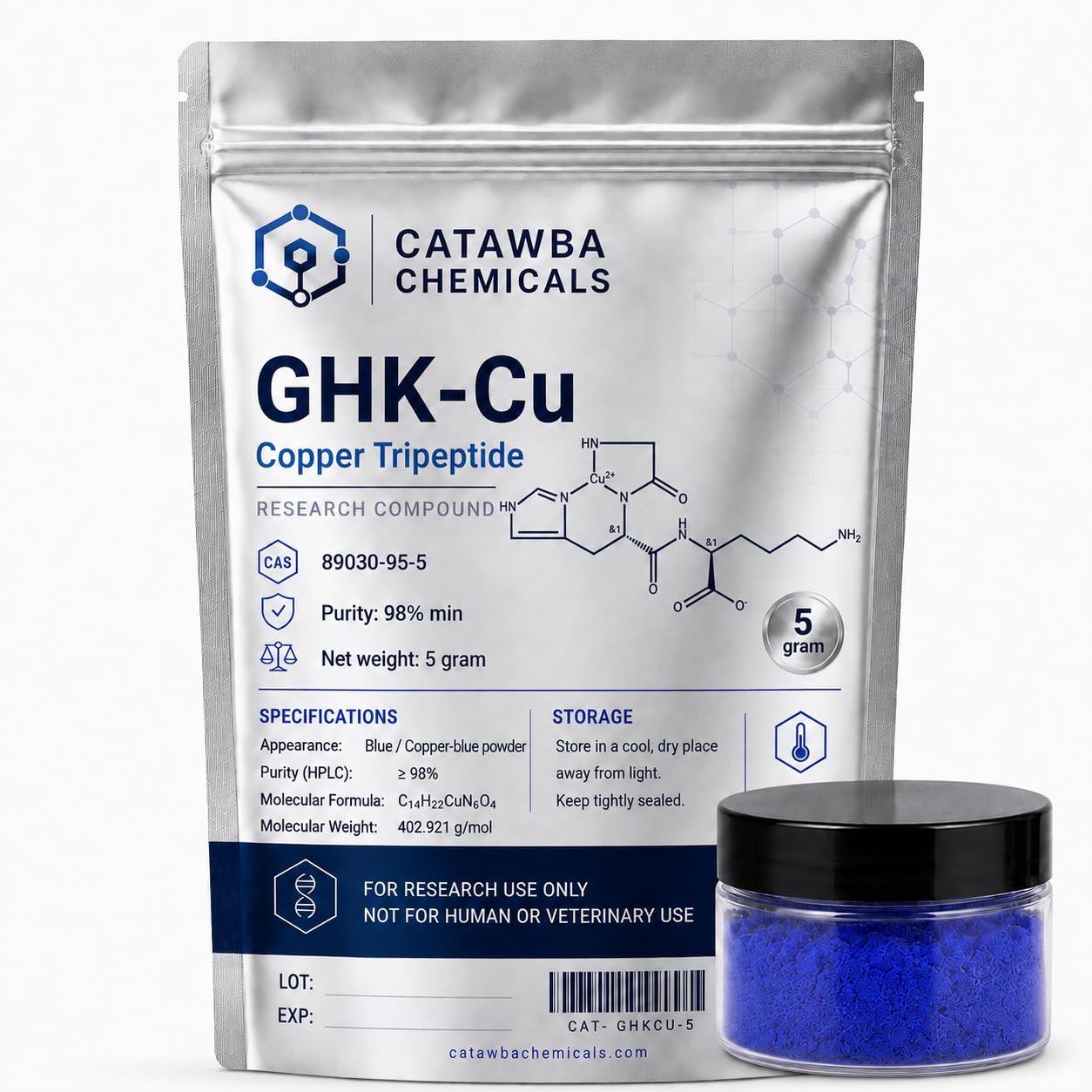 GHK-Cu Copper Peptide Powder, 99% min, CAS 89030-95-5